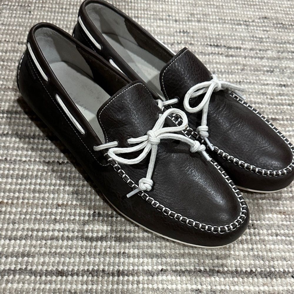 Cole Haan Espresso Brown Leather Slip-On Loafers Size 11 — Boat Shoes Like New!